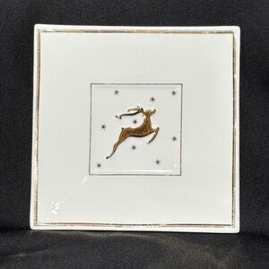 Make the Season Bright Gold Christmas Reindeer Trivet Tile 7"